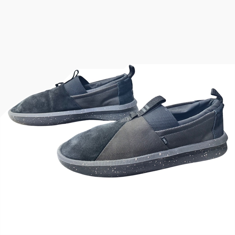 TOMS TRVL LITE Mens Black Suede Mesh Slip On Sneakers Shoes Size 13 Speckled